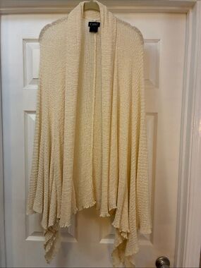 Cami Cream Draped Open-Front Knit Cardigan 1X